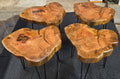 Heart Shaped White Oak end tables with Clear Epoxy fill on black hair pin legs
