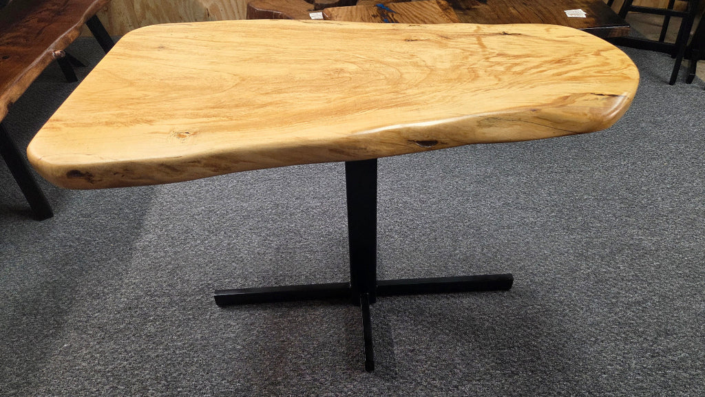 Ash Breakfast table on black metal pedestal leg