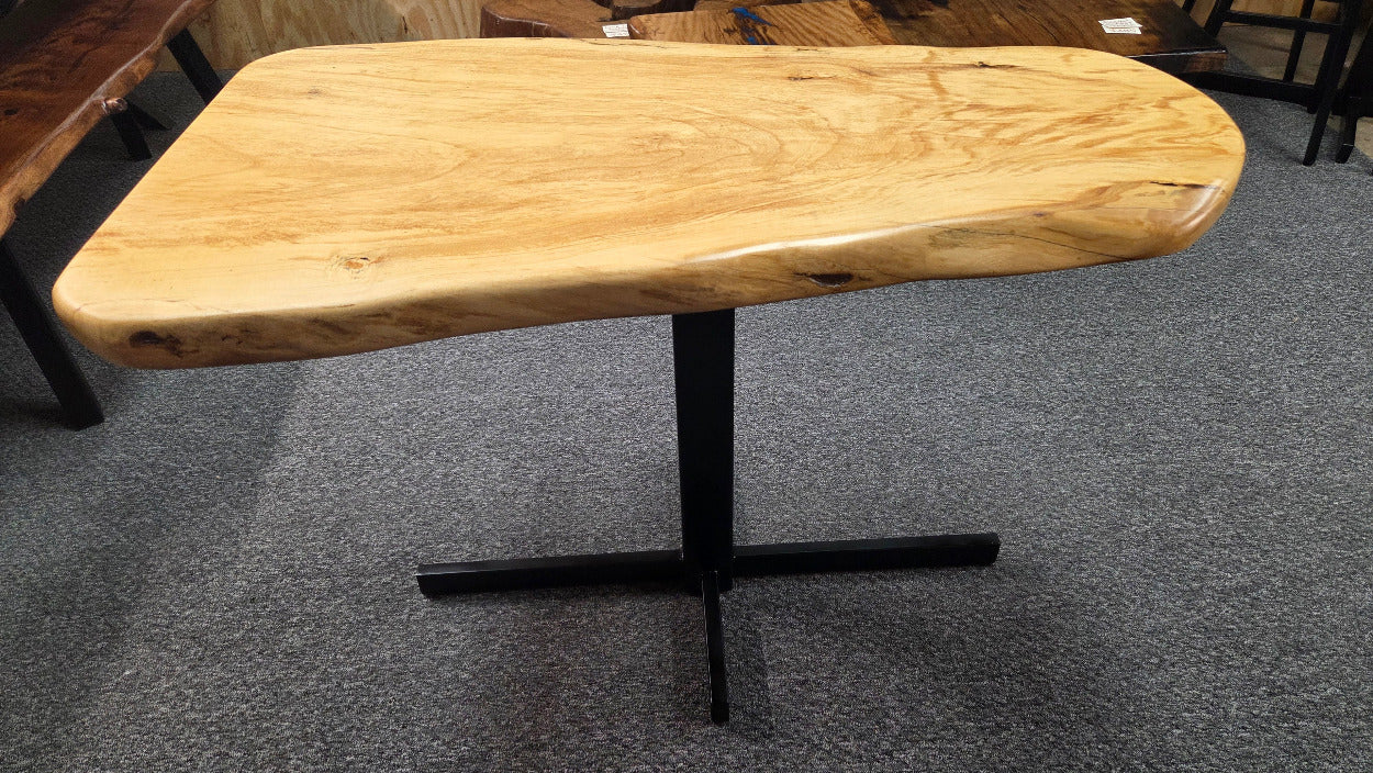 Ash Breakfast table on black metal pedestal leg