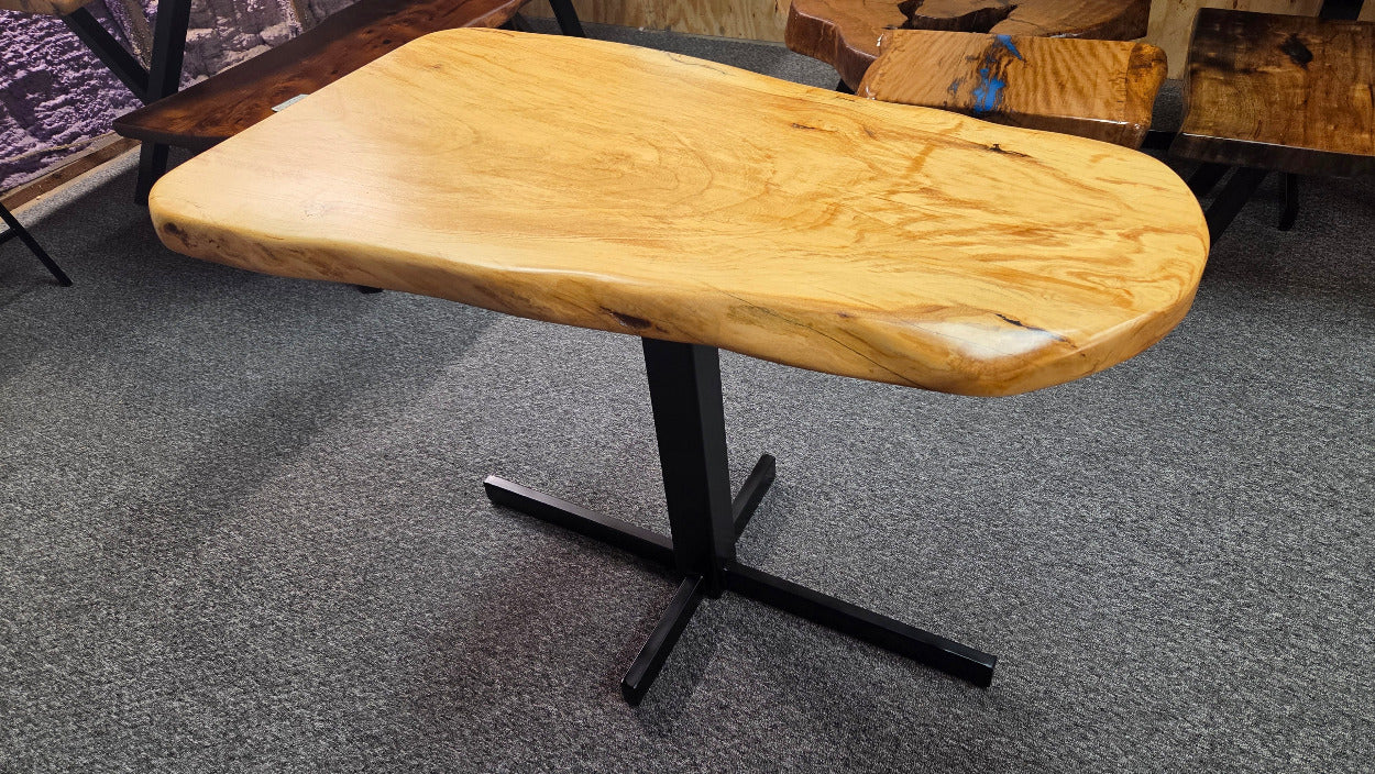 Ash Breakfast table on black metal pedestal leg
