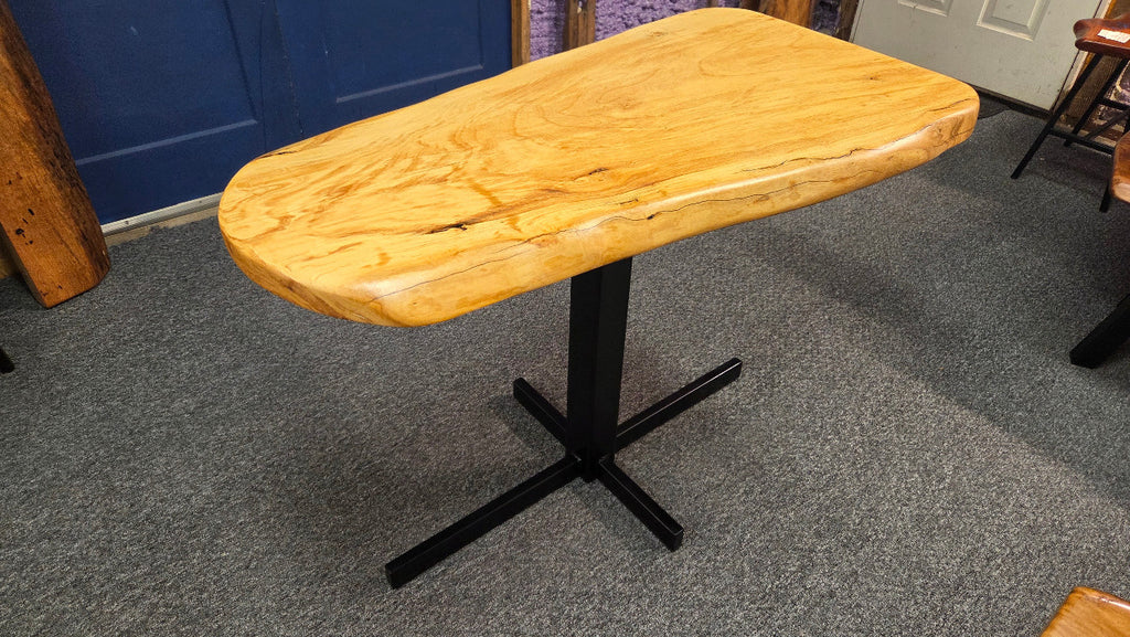 Ash Breakfast table on black metal pedestal leg