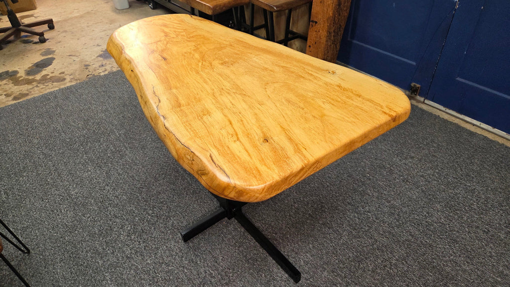 Ash Breakfast table on black metal pedestal leg