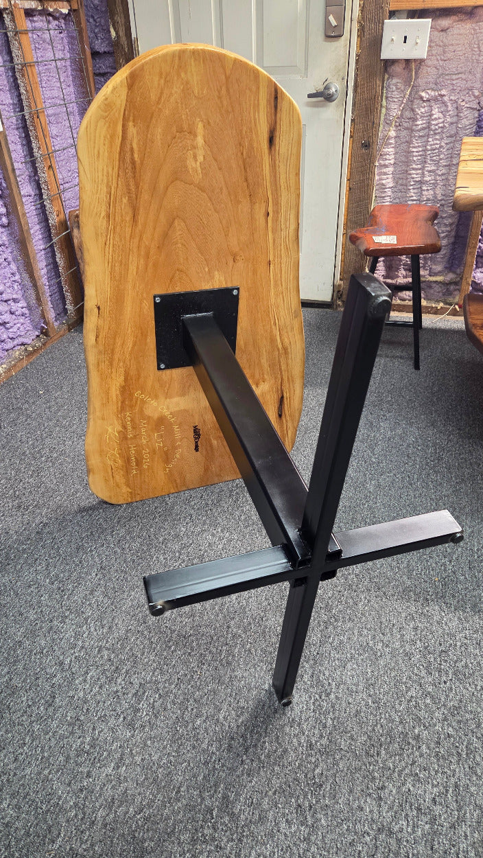 Ash Breakfast table on black metal pedestal leg