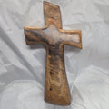 Pecan standing Cross with natural colors, hanging cross wall art