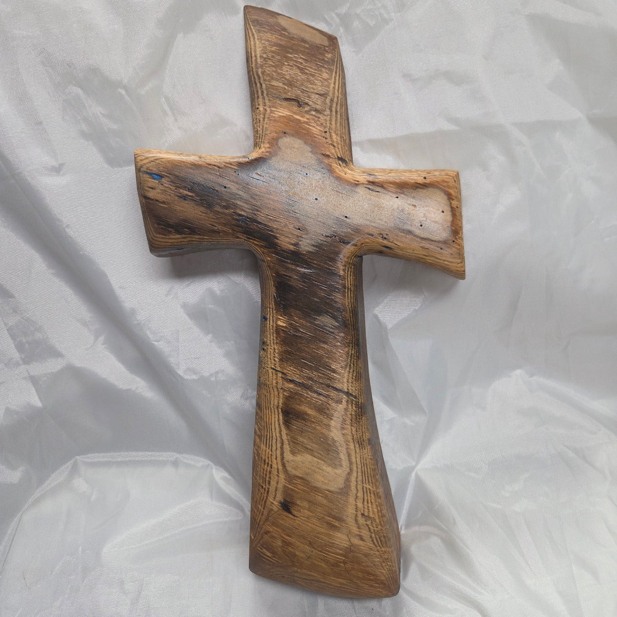 Pecan standing Cross with natural colors, hanging cross wall art