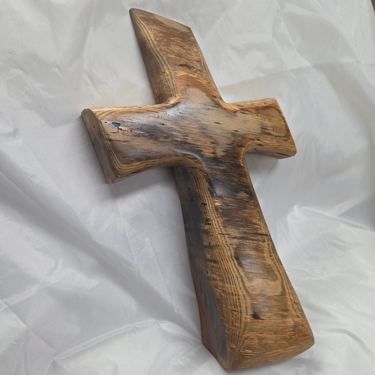 Pecan standing Cross with natural colors, hanging cross wall art