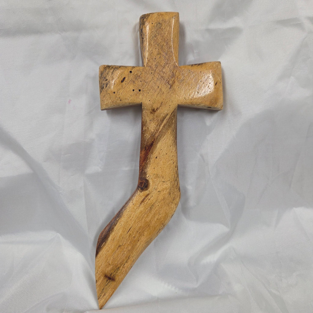 Mesquite Cross with natural colors, hanging cross wall art