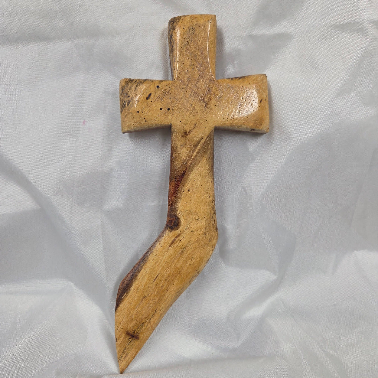 Mesquite Cross with natural colors, hanging cross wall art