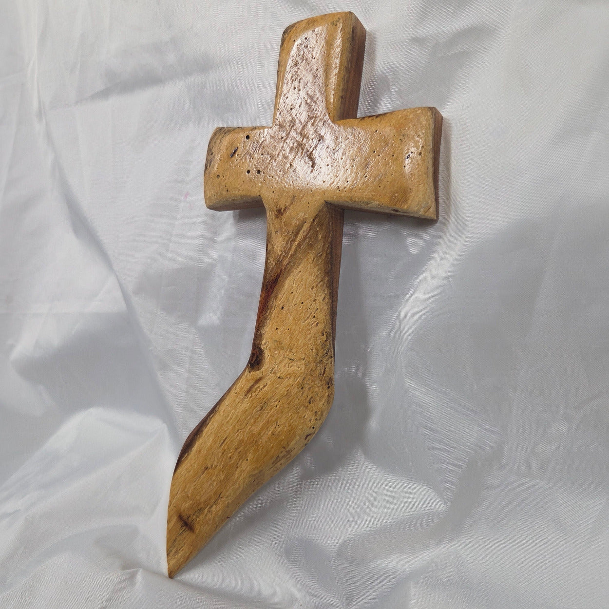 Mesquite Cross with natural colors, hanging cross wall art