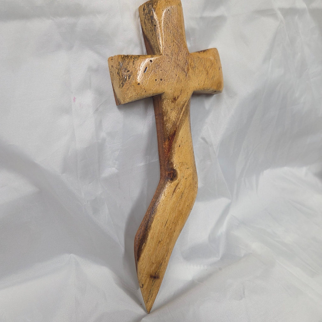 Mesquite Cross with natural colors, hanging cross wall art