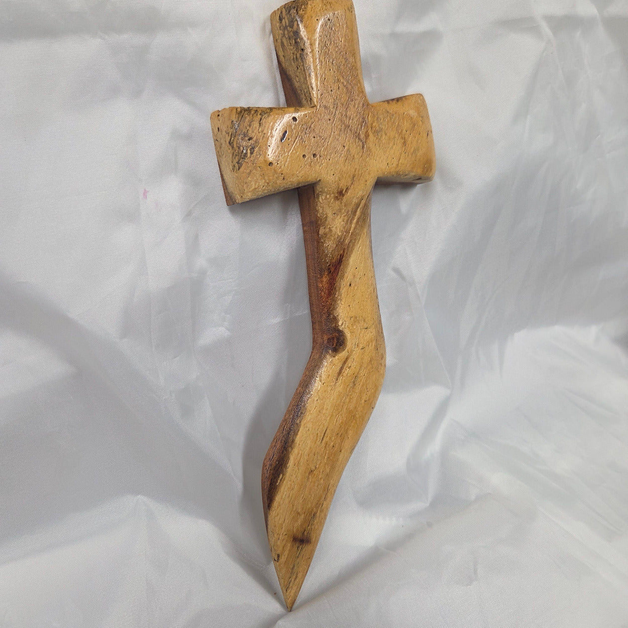 Mesquite Cross with natural colors, hanging cross wall art