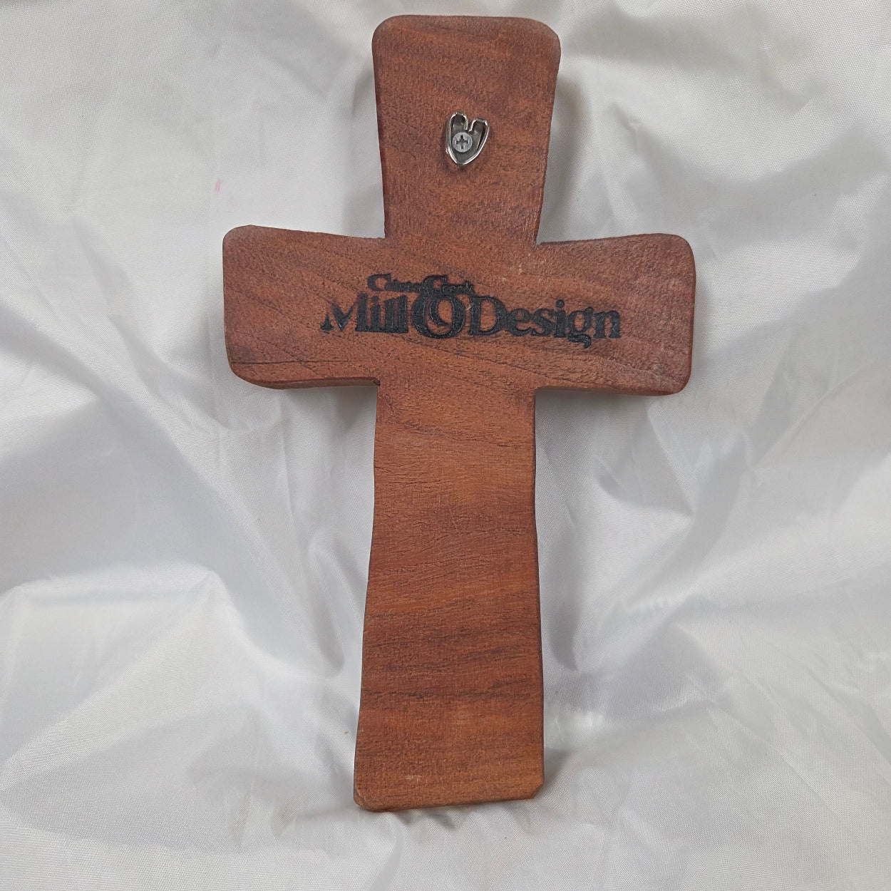 hand carved Mesquite Cross with natural colors, hanging cross wall art