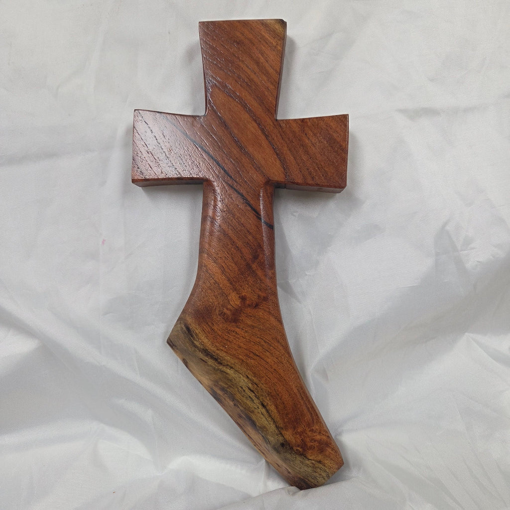 Mesquite Cross with natural colors, hanging cross wall art