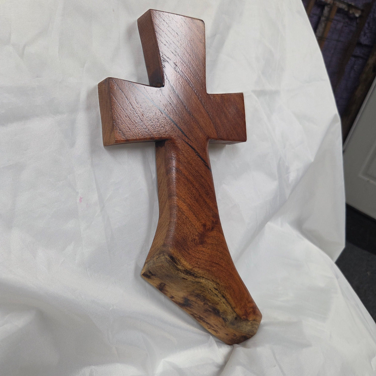 Mesquite Cross with natural colors, hanging cross wall art