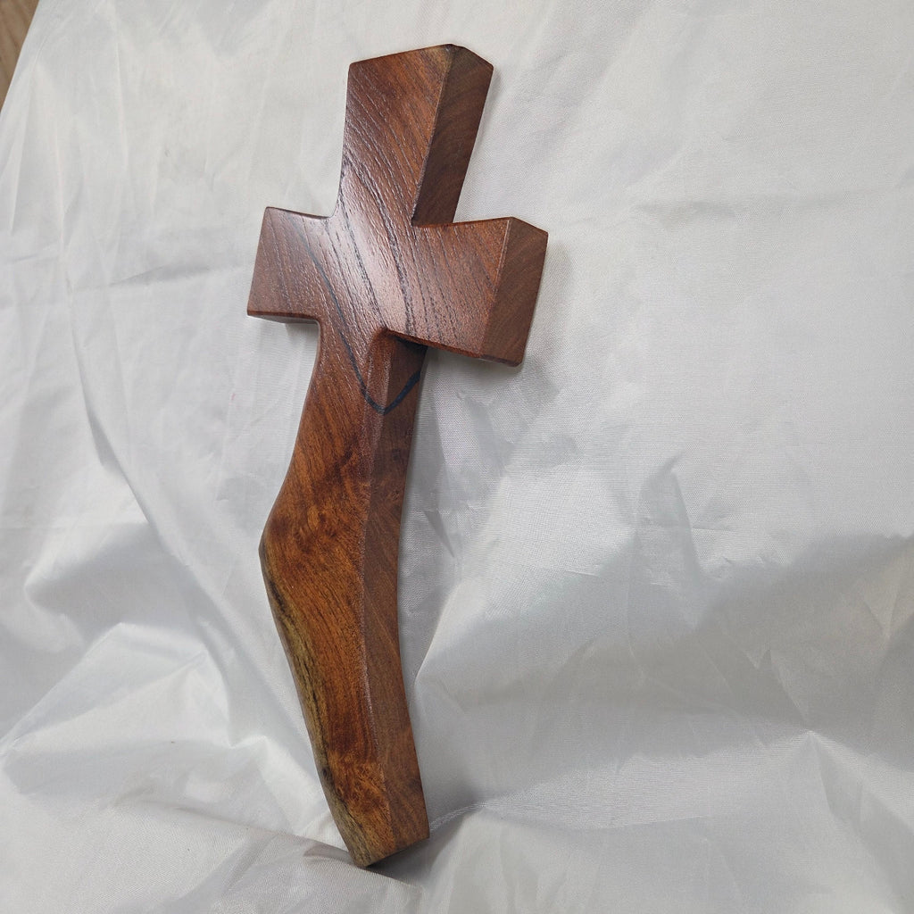 Mesquite Cross with natural colors, hanging cross wall art