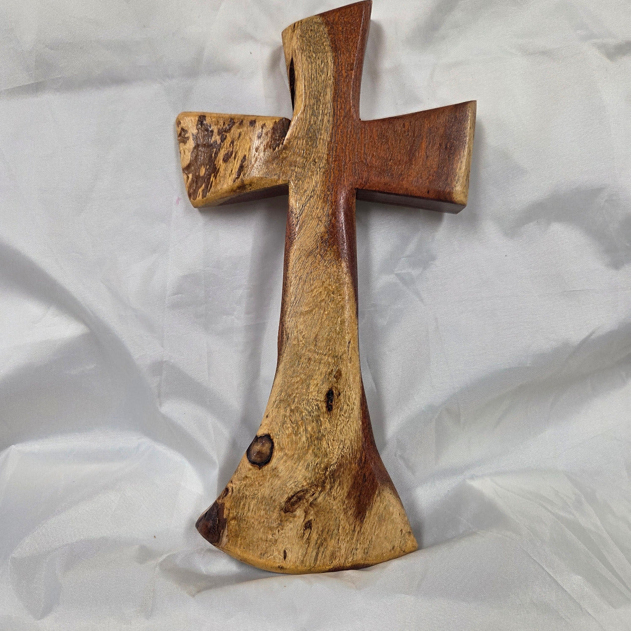 Mesquite Cross with natural colors, hanging cross wall art