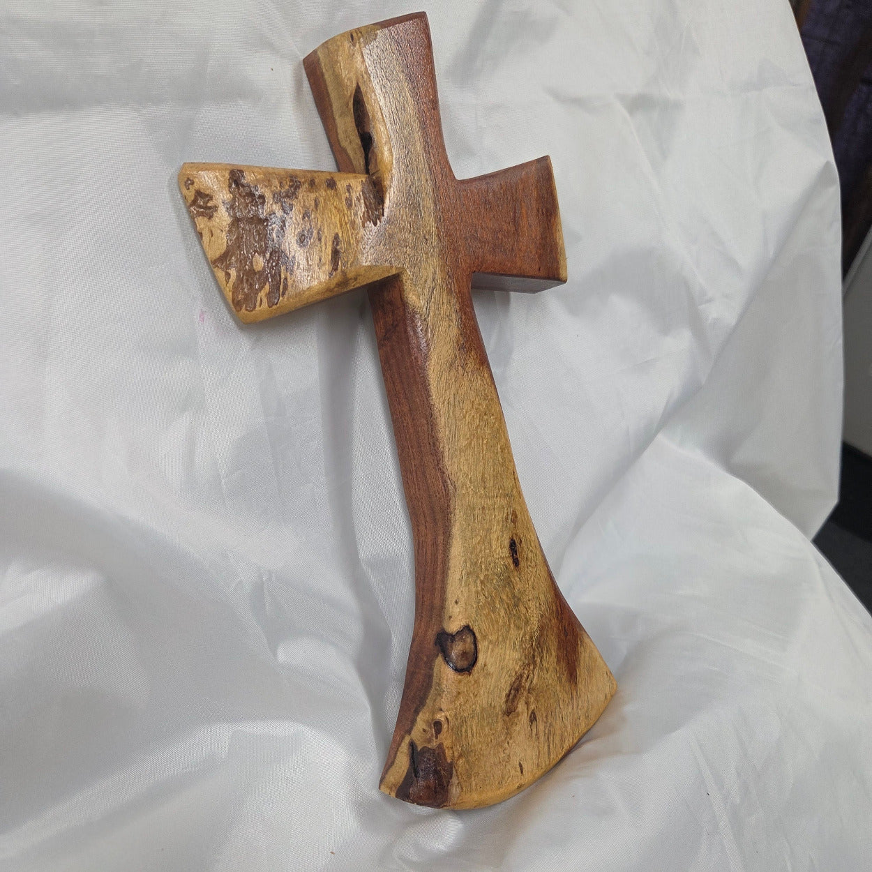 Mesquite Cross with natural colors, hanging cross wall art