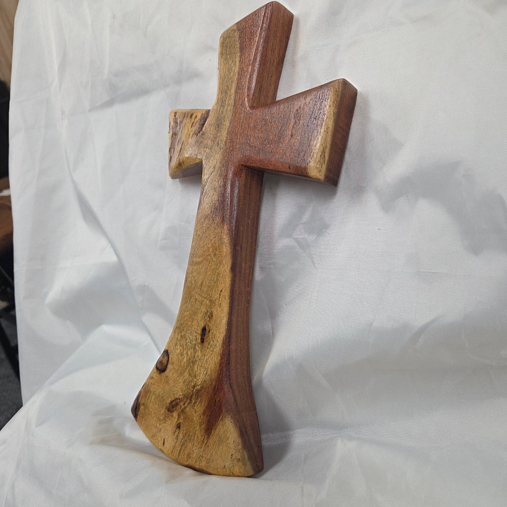Mesquite Cross with natural colors, hanging cross wall art