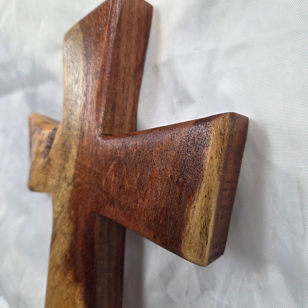Mesquite Cross with natural colors, hanging cross wall art