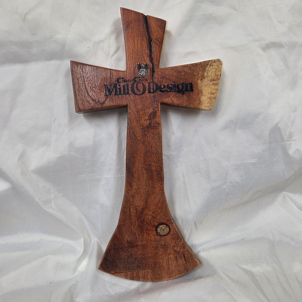 Mesquite Cross with natural colors, hanging cross wall art