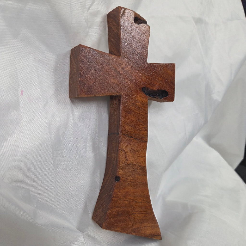 Mesquite Cross with natural colors, hanging cross wall art