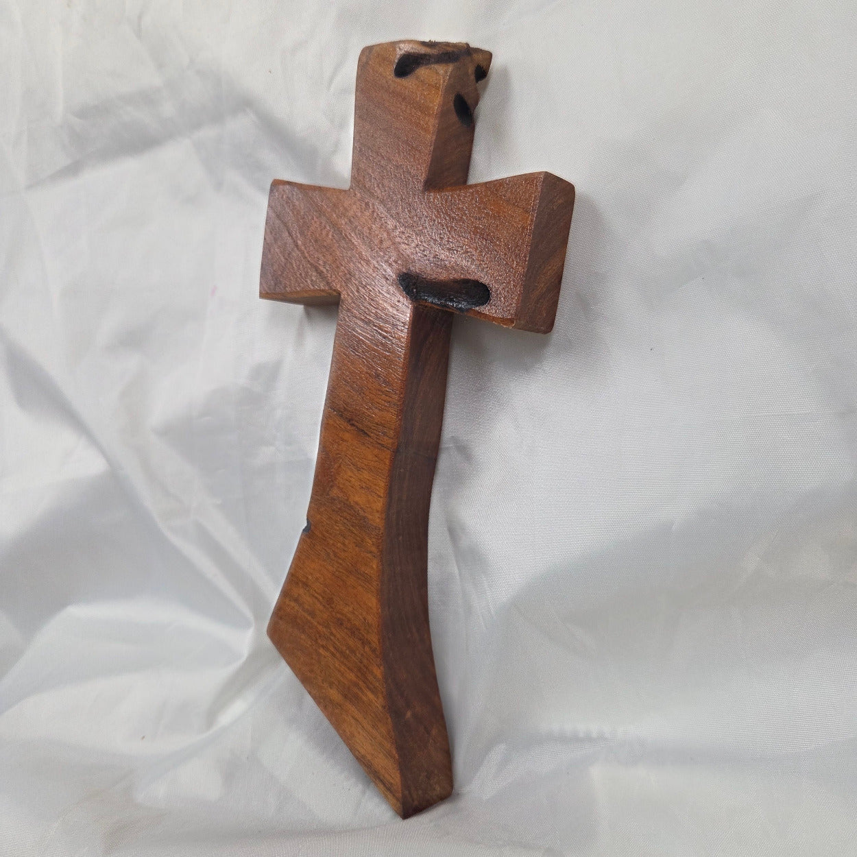 Mesquite Cross with natural colors, hanging cross wall art