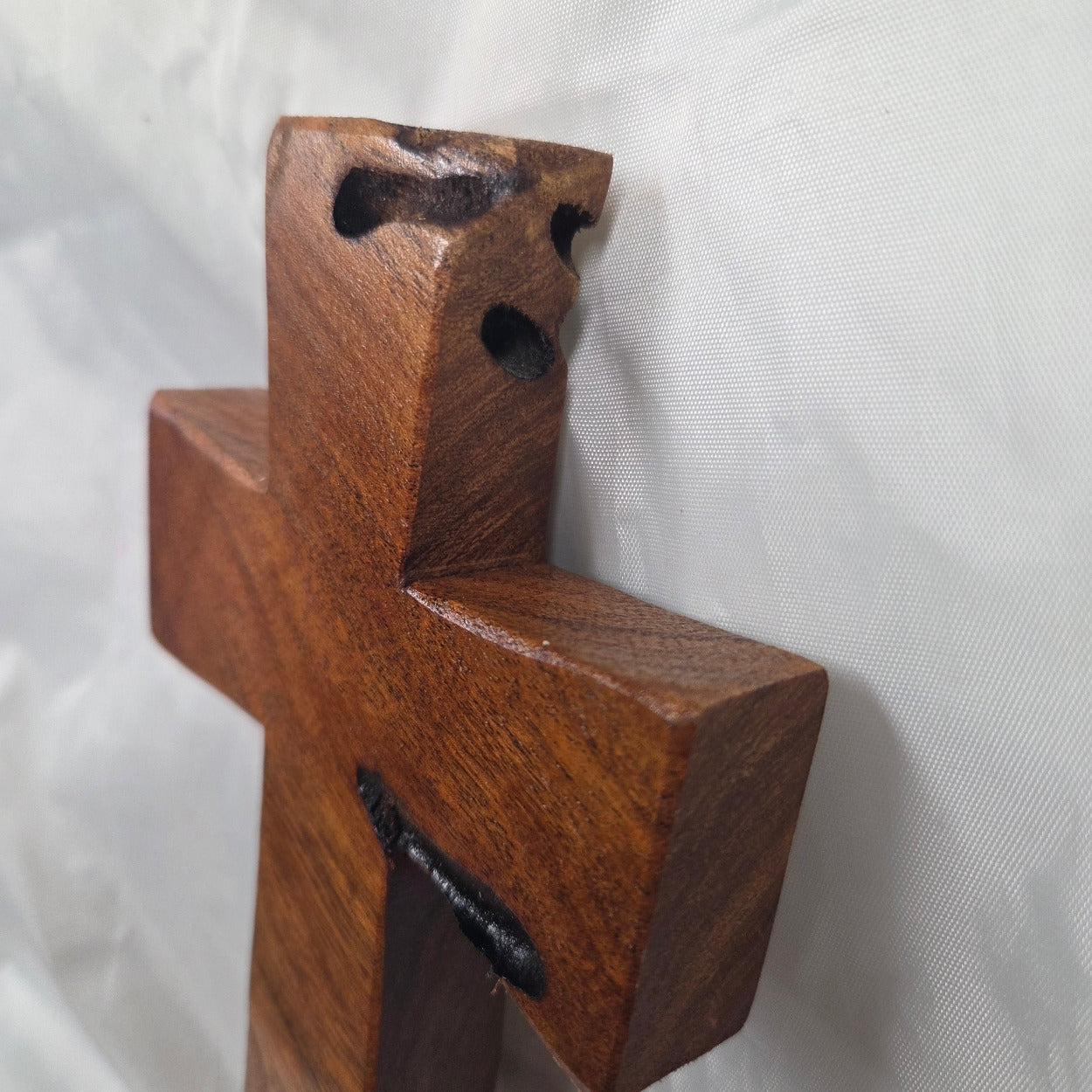 Mesquite Cross with natural colors, hanging cross wall art