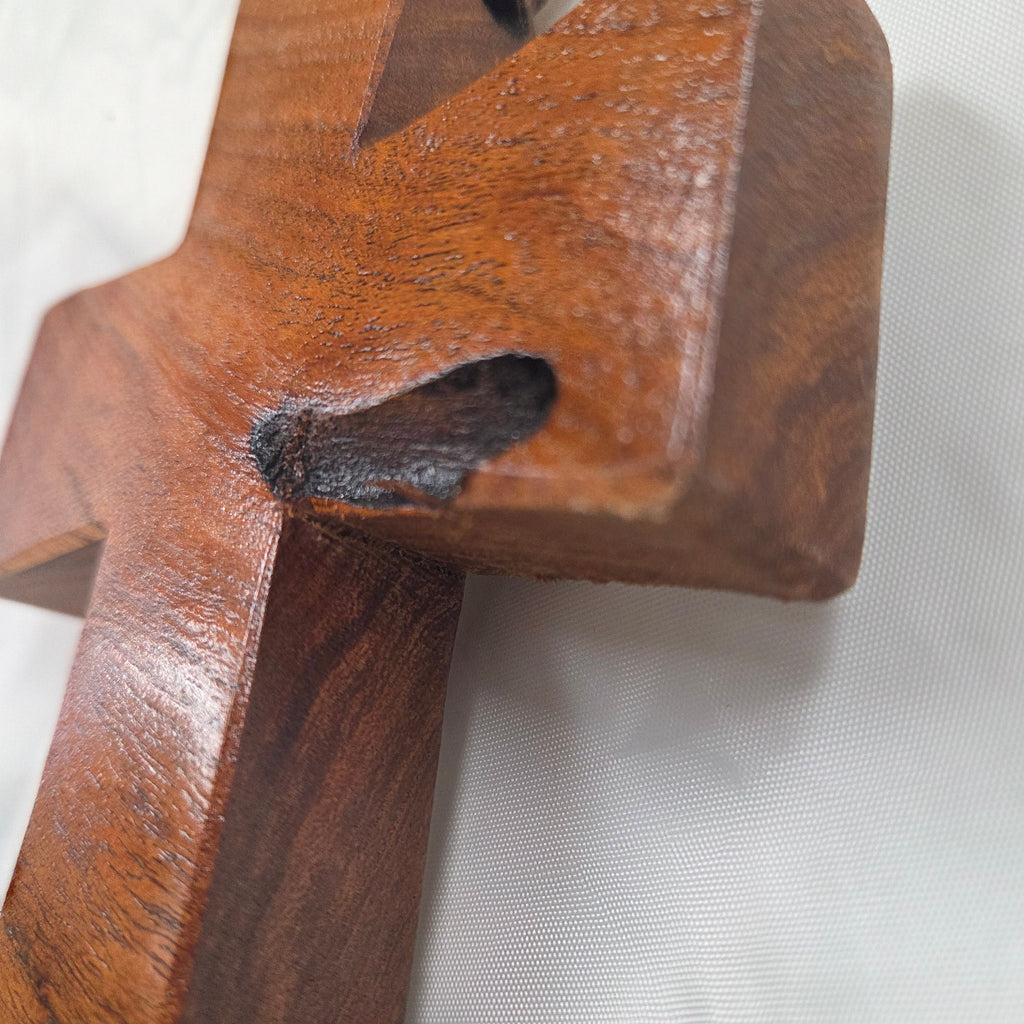 Mesquite Cross with natural colors, hanging cross wall art