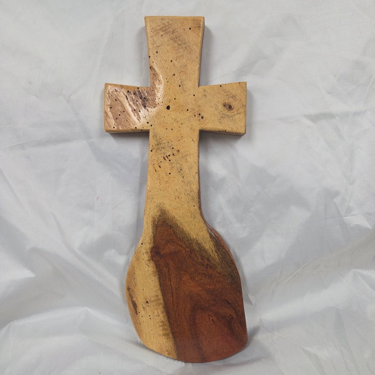 Mesquite Cross with natural colors, hanging cross wall art