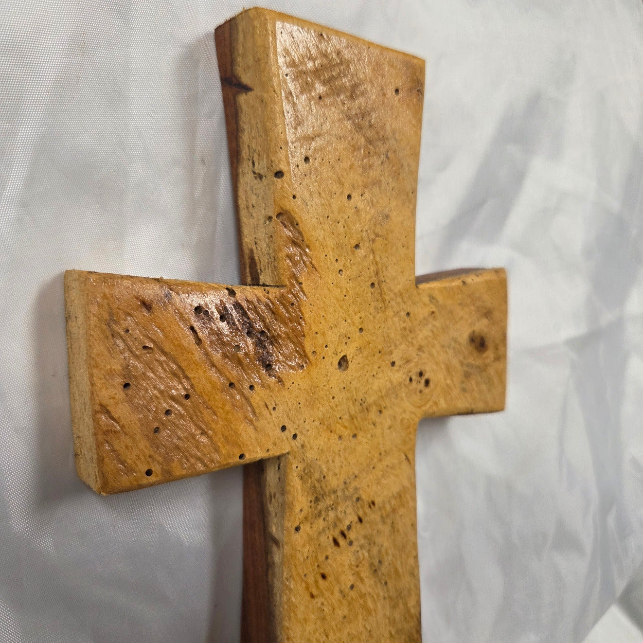 Mesquite Cross with natural colors, hanging cross wall art