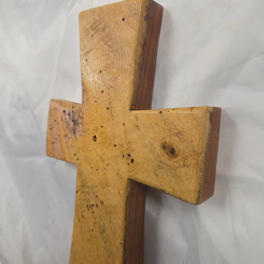 Mesquite Cross with natural colors, hanging cross wall art
