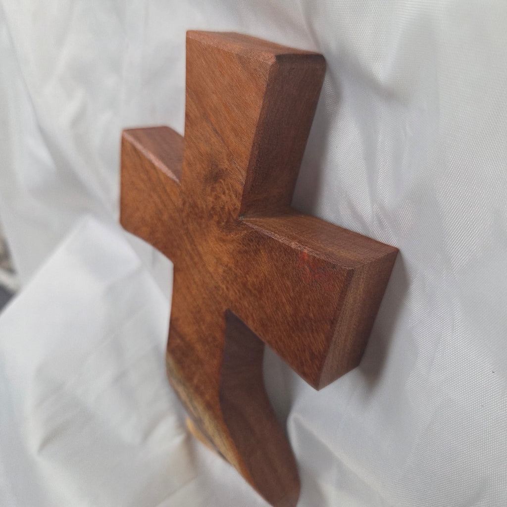 Mesquite Cross with natural colors, hanging cross wall art