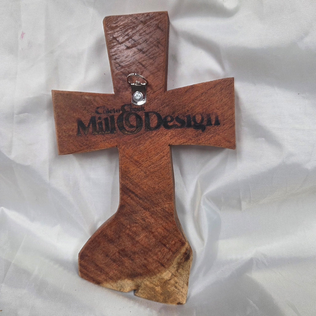 Mesquite Cross with natural colors, hanging cross wall art