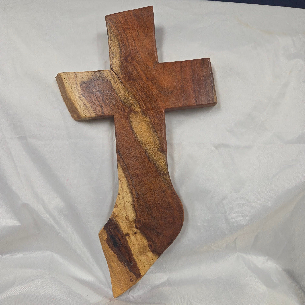 Mesquite Cross with natural colors, hanging cross wall art