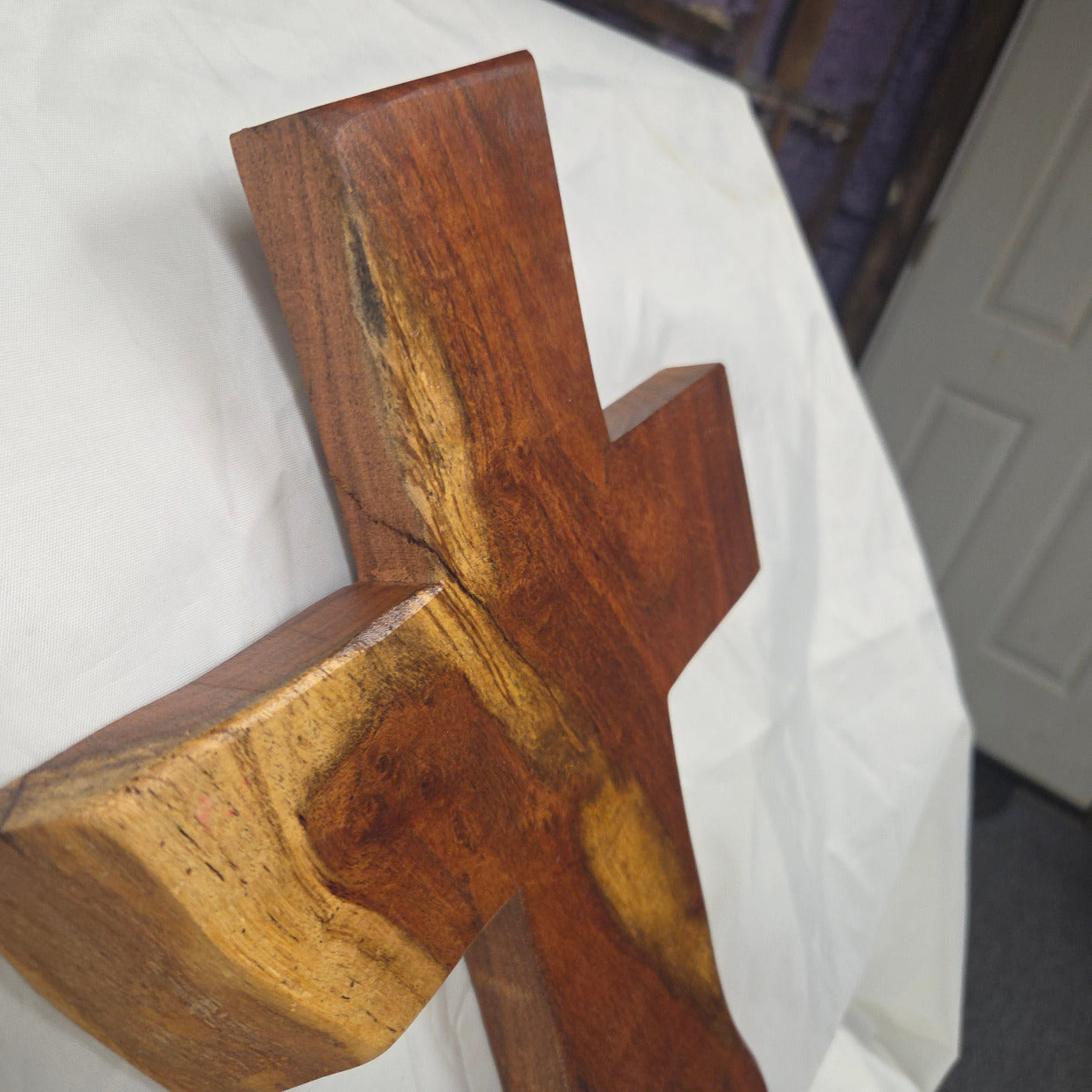 Mesquite Cross with natural colors, hanging cross wall art