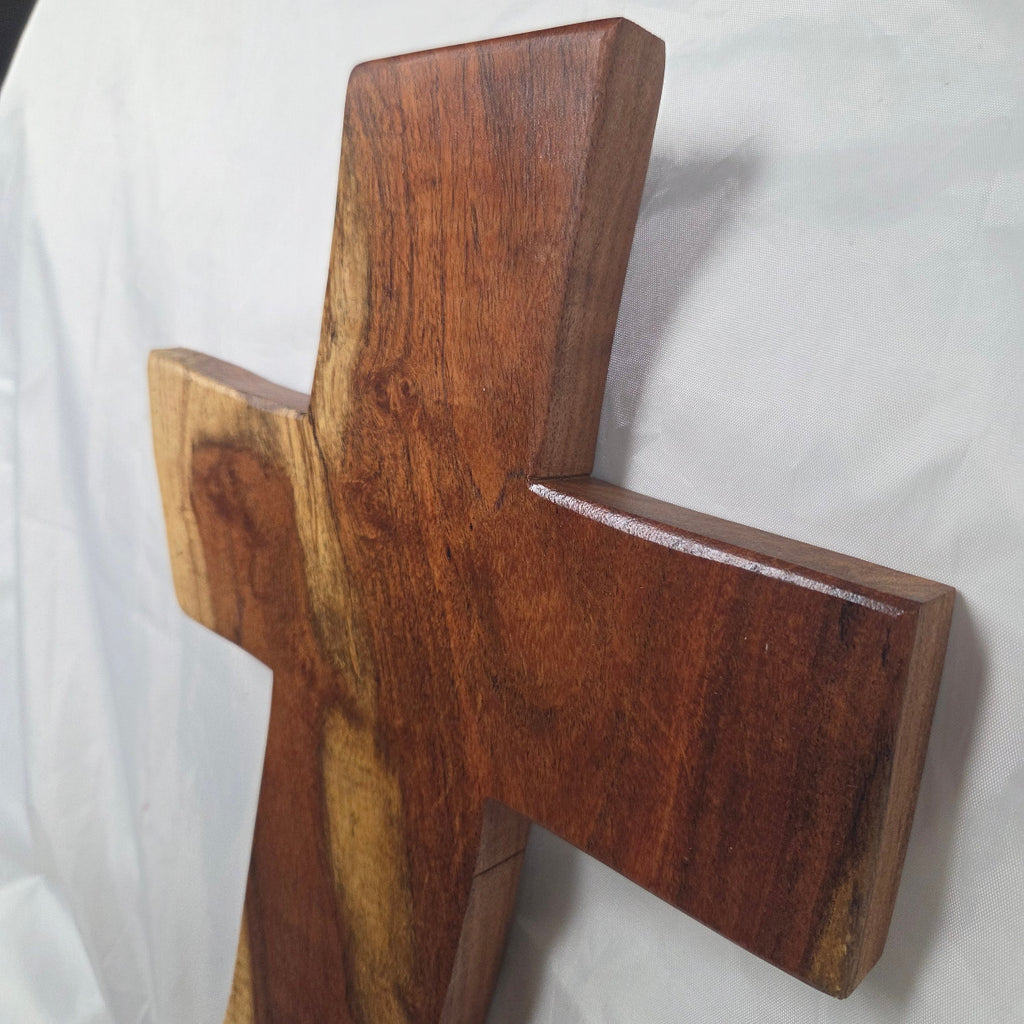 Mesquite Cross with natural colors, hanging cross wall art