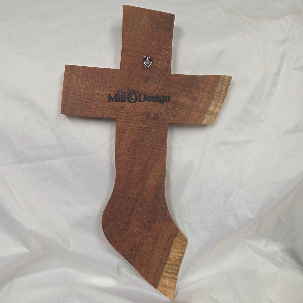 Mesquite Cross with natural colors, hanging cross wall art