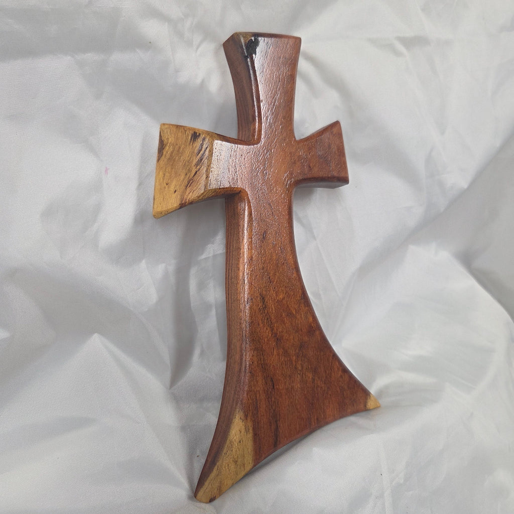 Mesquite Cross with natural colors, hanging cross wall art