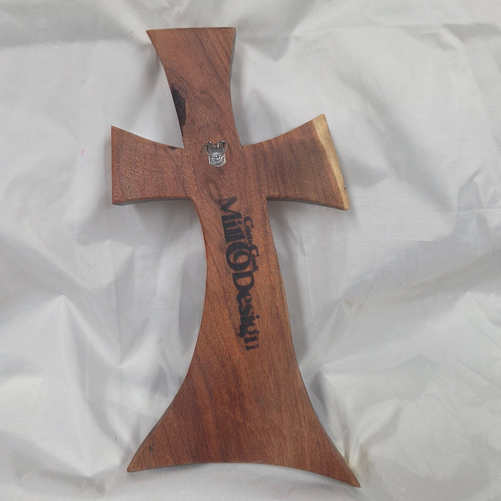 Mesquite Cross with natural colors, hanging cross wall art