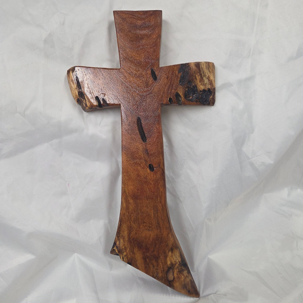 Mesquite Cross with natural colors, hanging cross wall art