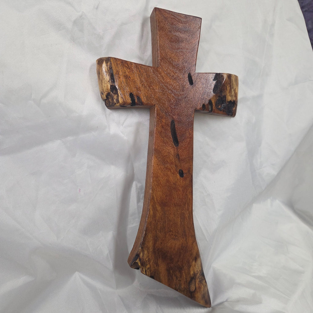 Mesquite Cross with natural colors, hanging cross wall art