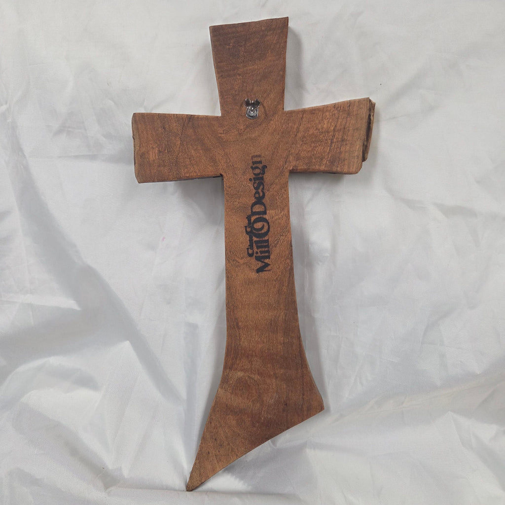 Mesquite Cross with natural colors, hanging cross wall art