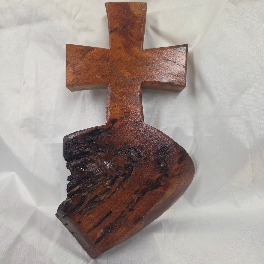 Mesquite Cross with natural colors, hanging cross wall art