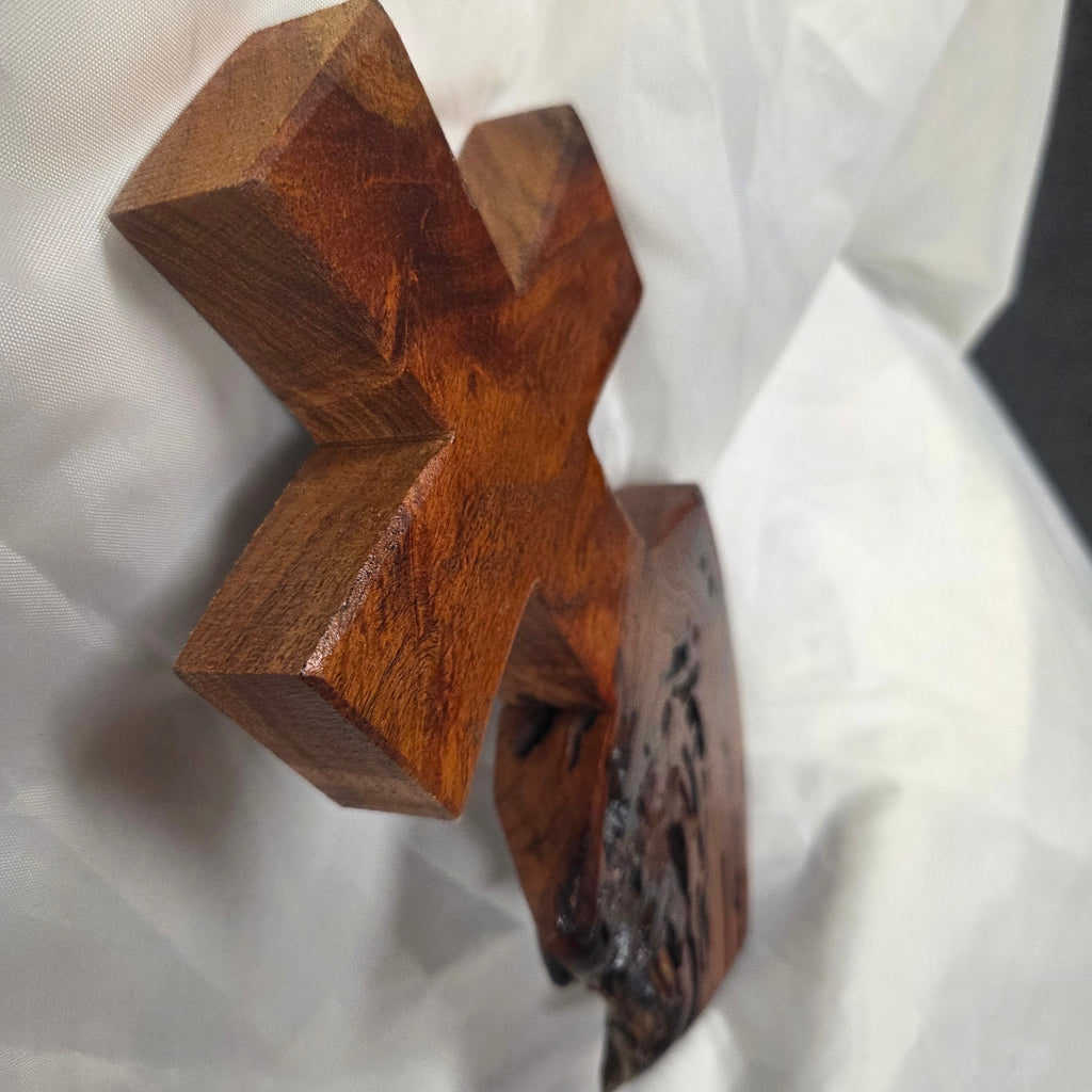 Mesquite Cross with natural colors, hanging cross wall art