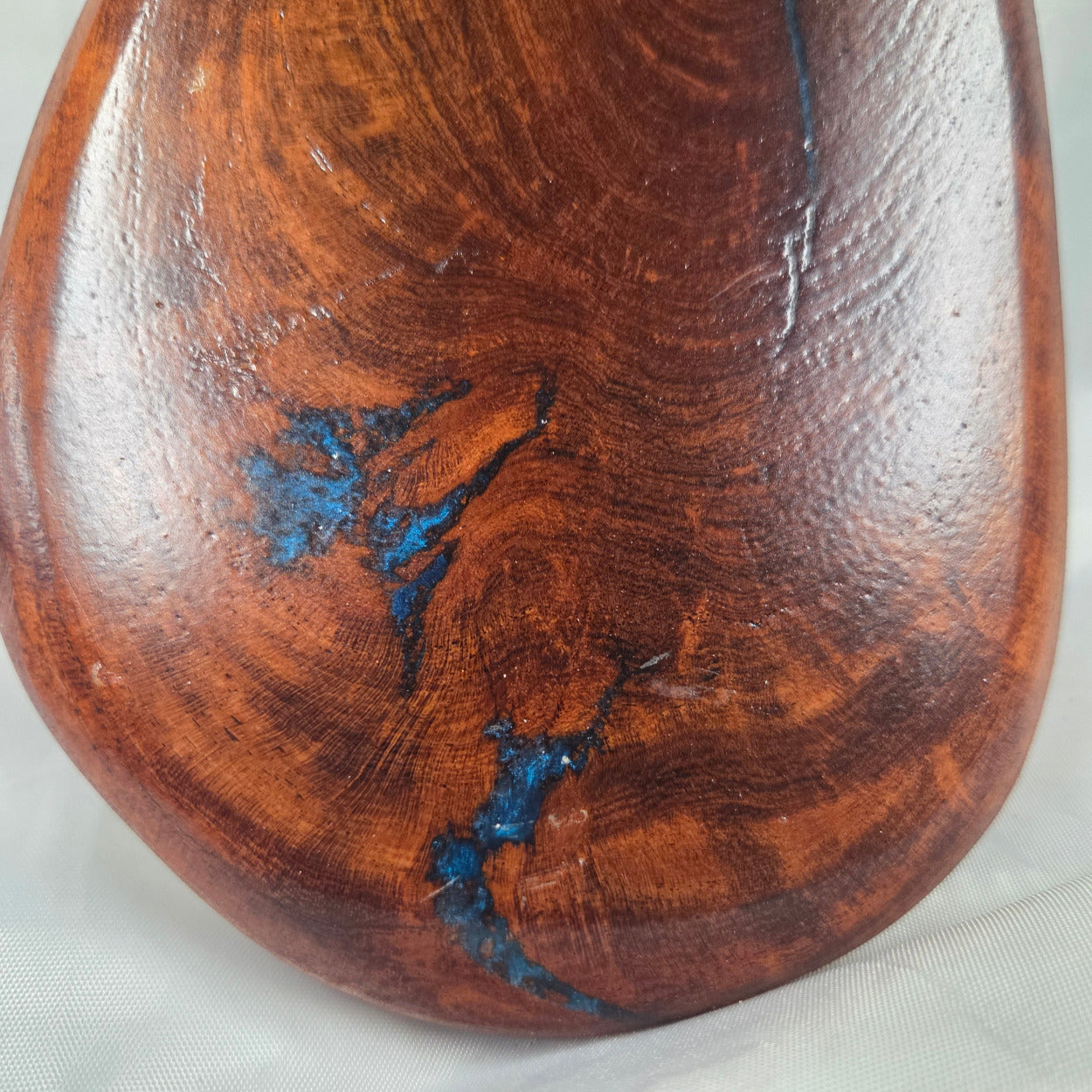 Mesquite Cross with natural colors, hanging cross wall art with blue epoxy inlay