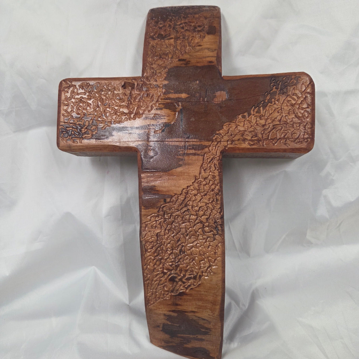 Large Hand carved oak cross, hanging cross wall art