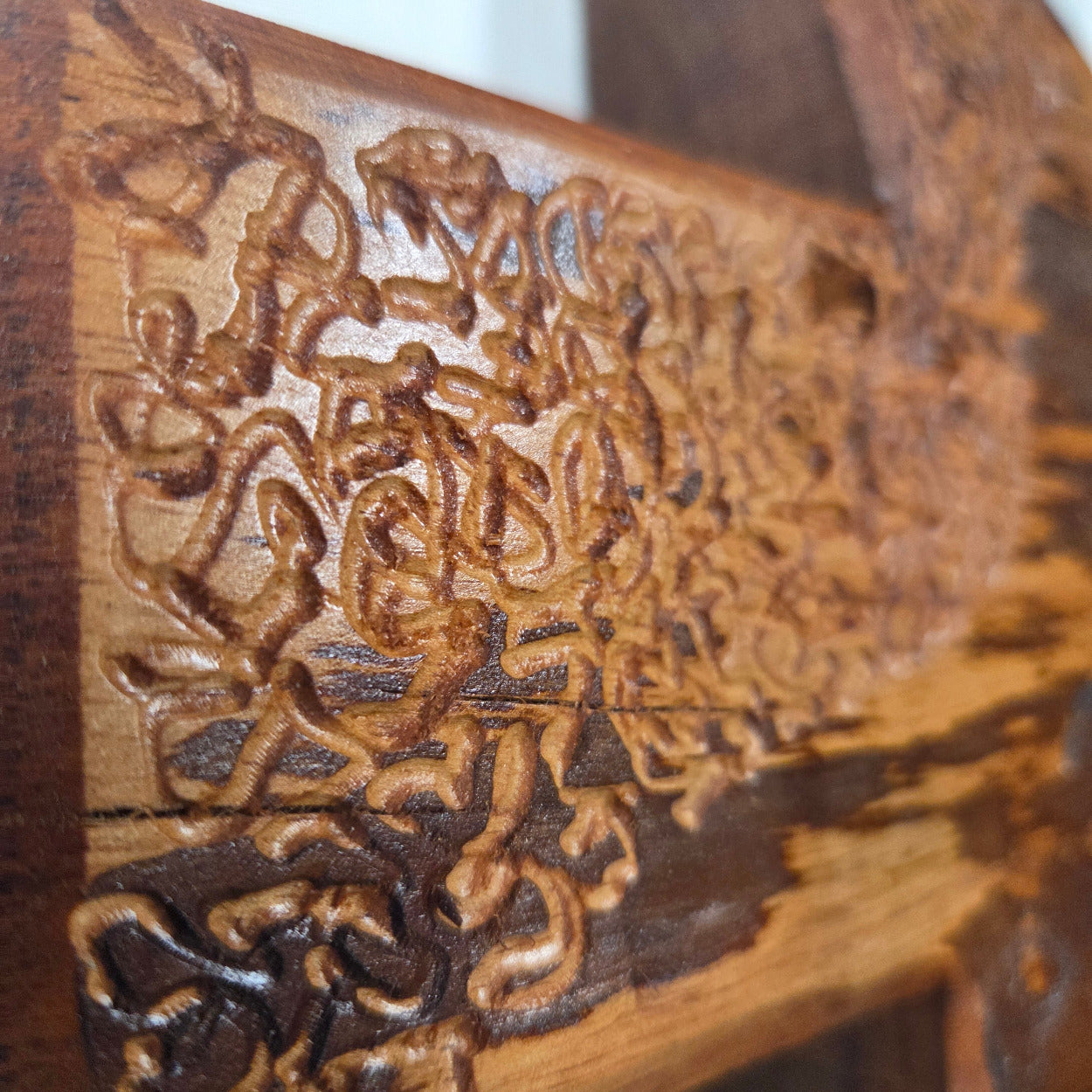 Large Hand carved oak cross, hanging cross wall art