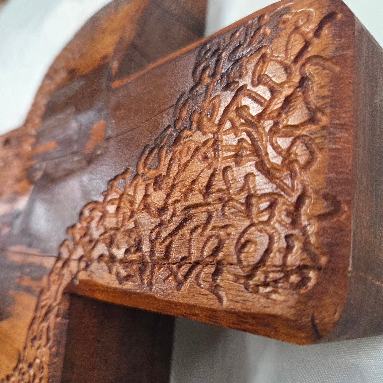 Large Hand carved oak cross, hanging cross wall art