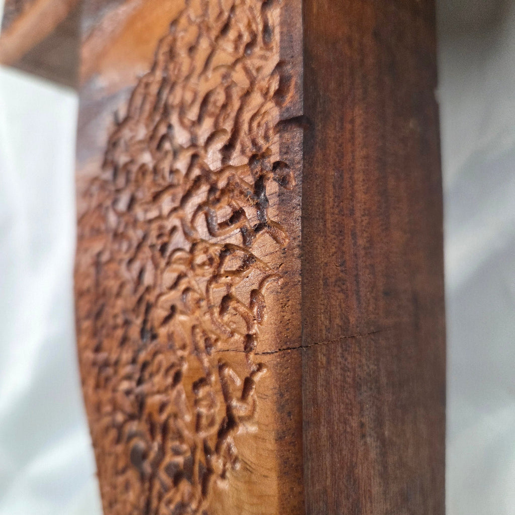 Large Hand carved oak cross, hanging cross wall art