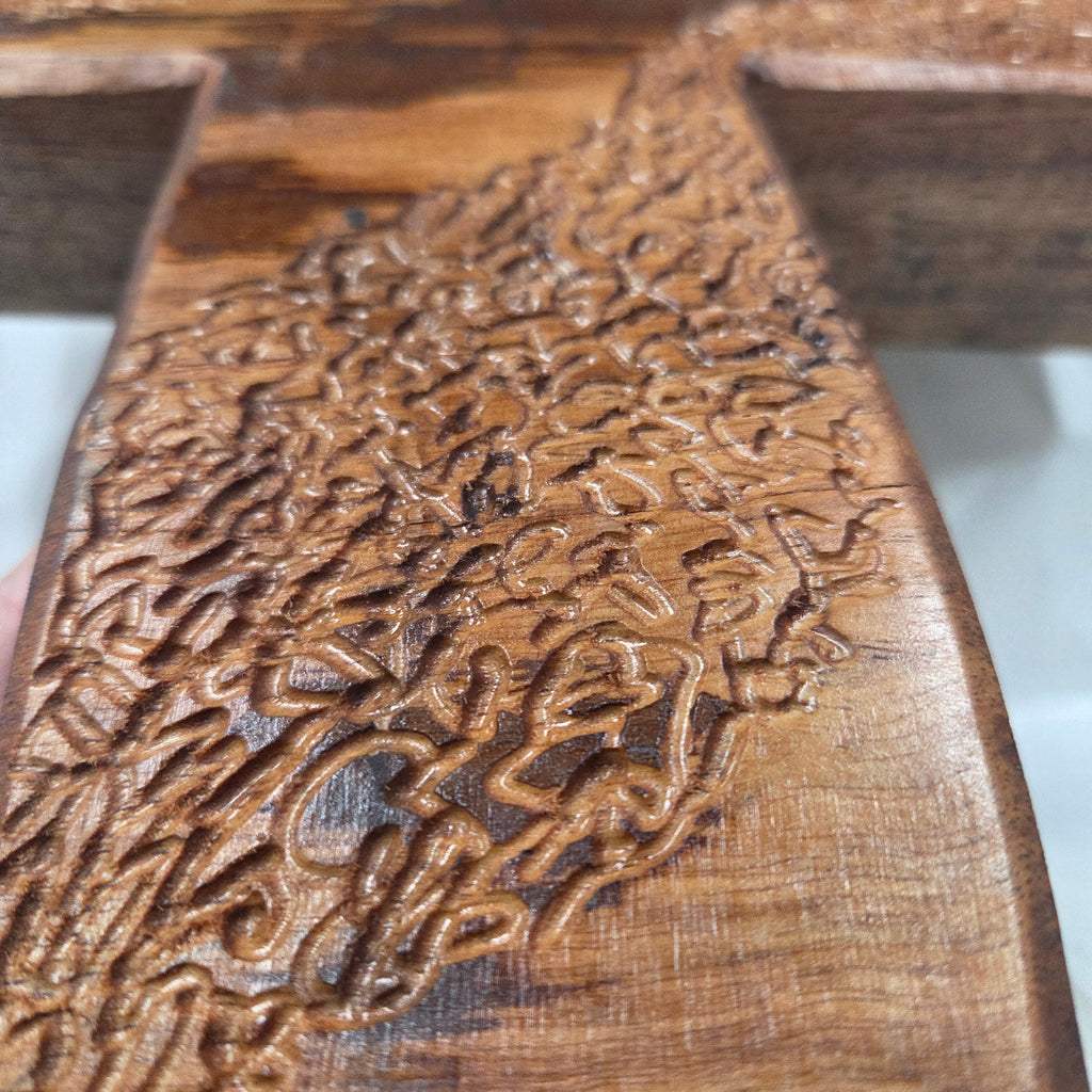 Large Hand carved oak cross, hanging cross wall art